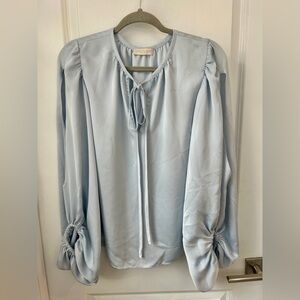 Ramy Brook Light Blue Tie-Neck Blouse size S